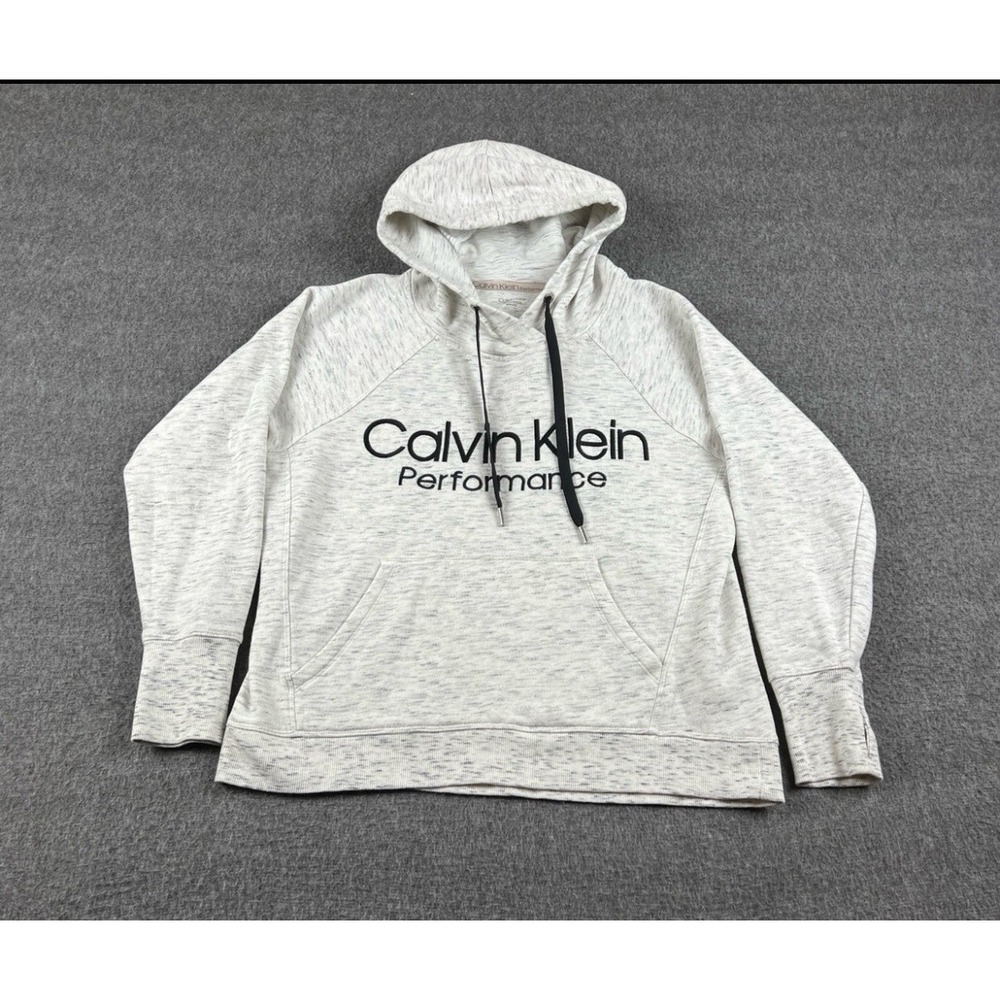 Calvin Klein Performance Hoodie Womens Small Gray Long Sleeve Pullover Athletic